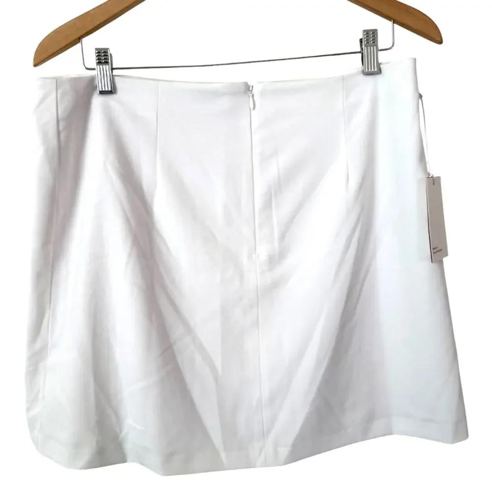 Aritzia Sunday Best Tatiana White Mini Skirt Side Slit Zip Plus Size 14 NEW